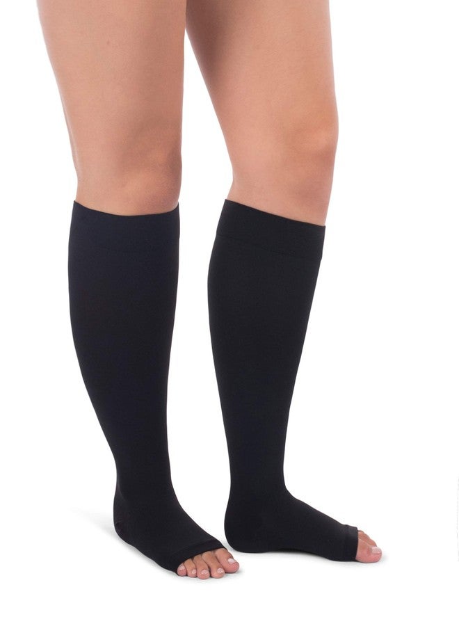 Jomi Compression Knee High Collection, 20-30mmHg Premiere Open Toe, Full Wide Calf 221 (Small, Black) - Image 2