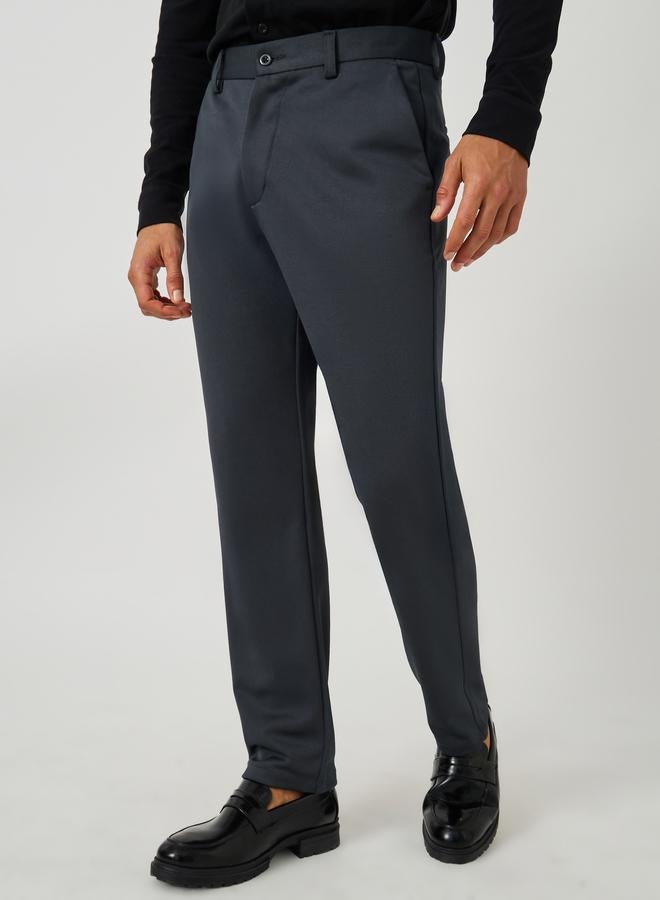 Styli Solid Slim Fit Knitted Pants - Image 1