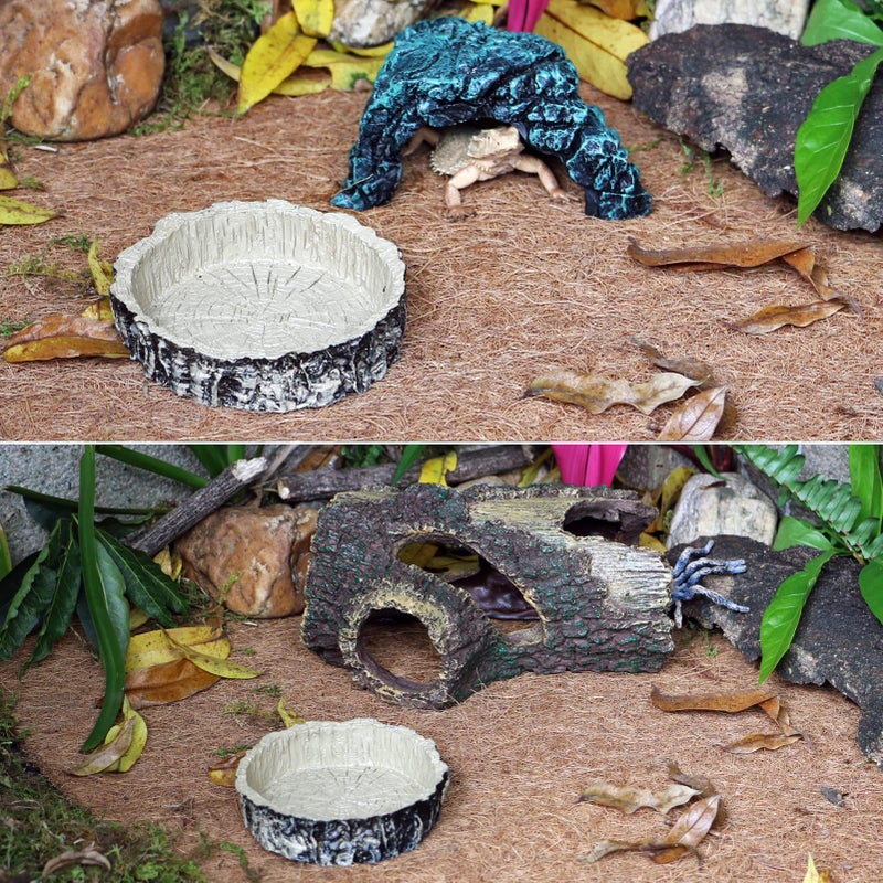 Tree Trunk Food/Water Dish for Amphibians, Reptiles and Other Little Critters, Made from Premium Non-Toxic Resin - Small Size - Image 4