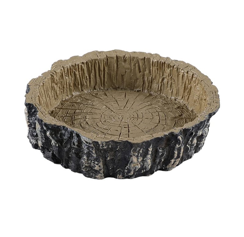 Tree Trunk Food/Water Dish for Amphibians, Reptiles and Other Little Critters, Made from Premium Non-Toxic Resin - Small Size - Image 1