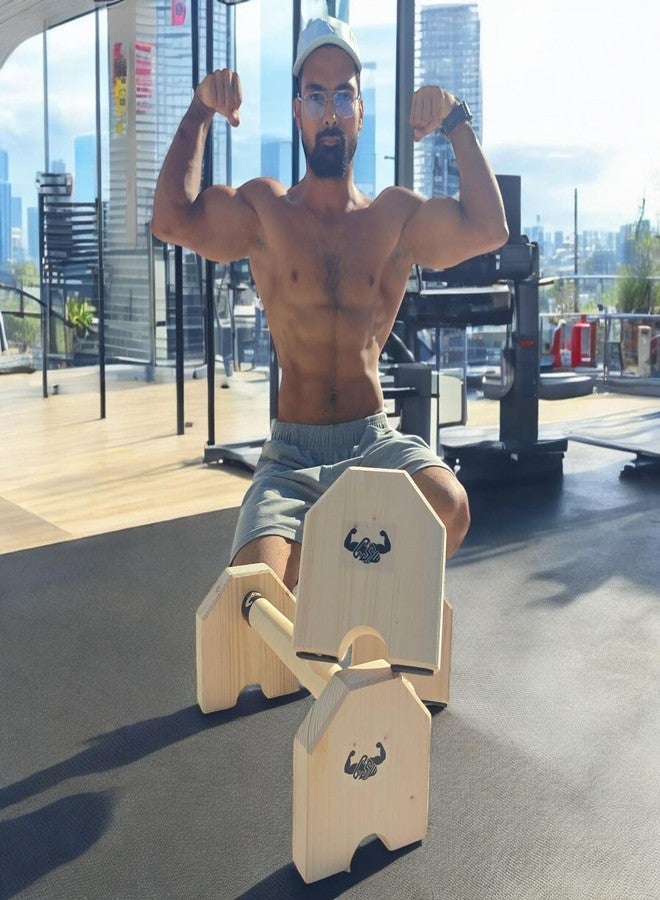 Calistreet workout متوازيات خشبية من كالي ستريت للتمارين الرياضية - معدات تمارين رياضية، قضيب خشبي لتمارين الضغط على اليدين، متوازيات مانعة للانزلاق للرجال والنساء، شديدة التحمل (45 * 18 * 18 سم) - Image 3