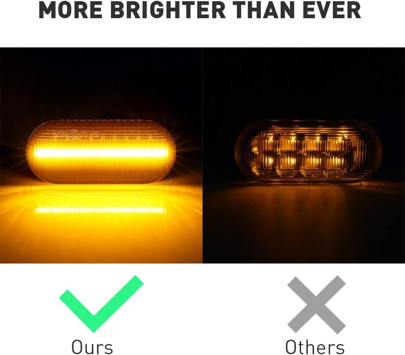 QASULER Amber Smoke Side Marker Turn Signal Lights - Image 4