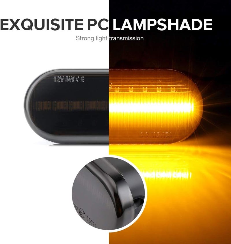 QASULER Amber Smoke Side Marker Turn Signal Lights - Image 3