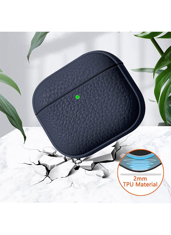 Case for Airpods 4 Case Cover with Wrist Strap,Leather Touch Design Protective Headphone Case Cover for Airpods 4th Generation Case -Dark Blue