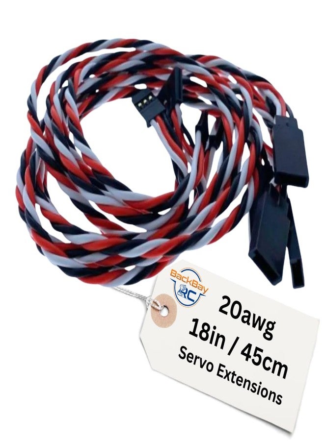 BackBay R/C Twisted 20awg Servo Extension Wire - 100 Strands for RC Vehicles, Drones, E-Bikes - 6 Lengths / 5 Cables per Pack (45CM / 18in / 1.5ft) - Image 1
