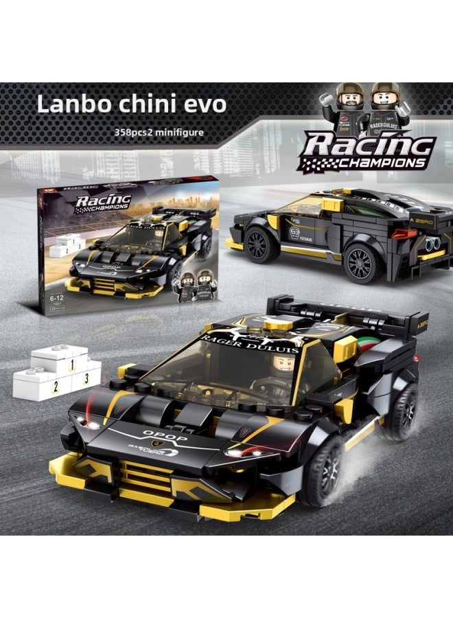 Le Yi Assembled Car 31012 Racing Model Puzzle Assembled Small Particle 6 Science And Education Children's Toy Puzzle Building Blocks-Color:Green Super Running Belt Acousto-optic Back Force [295 Particle]]  - Image 4