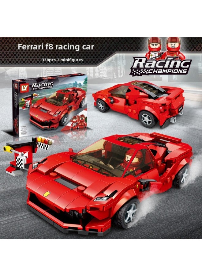 Le Yi Assembled Car 31012 Racing Model Puzzle Assembled Small Particle 6 Science And Education Children's Toy Puzzle Building Blocks-Color:Green Super Running Belt Acousto-optic Back Force [295 Particle]]  - Image 3