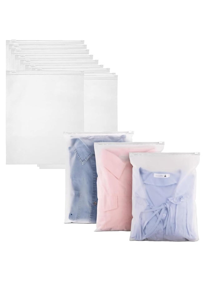 DUNISO 25pcs Frosted Clothing Transport Packaging Bags, Travel Luggage Organizer Bags, Resealable Zipper Plastic Garment Packaging Bags, Space Saver Bags for Underwear, Towels, Shoes, Clothes, Cosmetics, Toiletries 30cm x 40cm  - Image 1