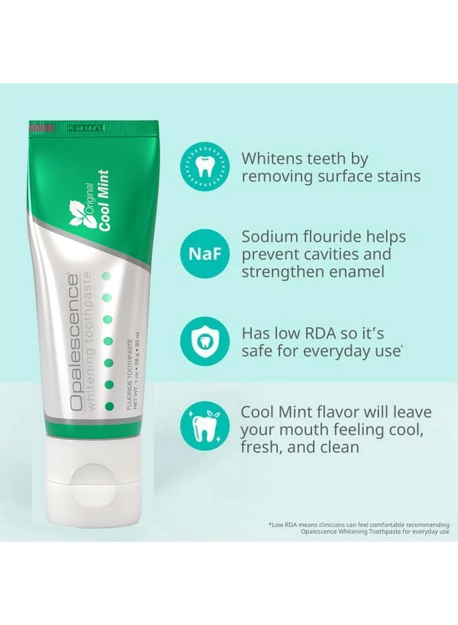 Opalescence GO 15% (10 Treatments) Original Prefilled Teeth Whitening Trays w/Travel Whitening Toothpaste 1.0 Oz. Hydrogen Peroxide - Cool Mint - Made by Ultradent.