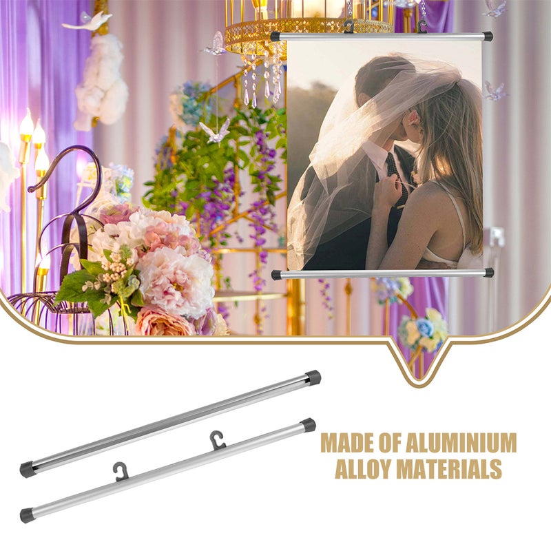 2 Pairs of Aluminum Alloy Hanging Scroll Wall Painting Frame Painting Posters Hanger Artwork Painting Hanging Rod Aluminum Alloy DIY Poster Hanger Frame - Image 4