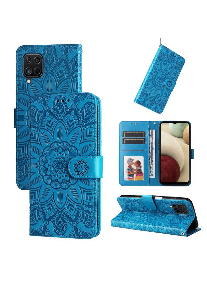 S-TOP Case For Samsung Galaxy A12 4G / 5G Embossed Sunflower Leather Phone Case - Image 1