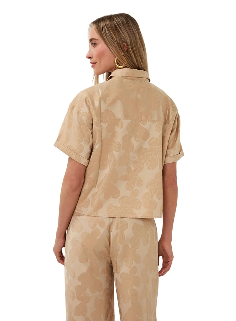 Esqualo Brown Esqualo Blouse Jacquard Leaves for Women | Best Price UAE