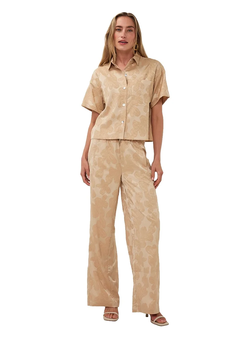 Esqualo Brown Esqualo Blouse Jacquard Leaves for Women | Best Price UAE