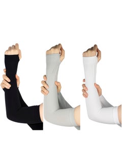 UV Sun Protection Arm Sleeves Long Gloves for Outdoor Sports Pack of 3 Pairs