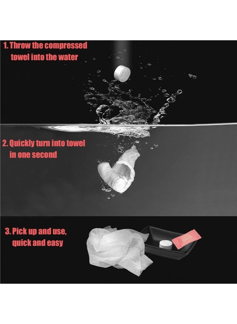 100 Pcs Disposable Compressed Towels, Portable Compressed Travel Towel, Cotton Disposable Towels, Absorbent Hand Tuc Pills for Outdoor Camping Travel - Image 3