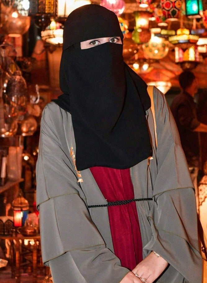 Single Layer Niqab, Soft Chiffon Muslim Veil Face Cover, One Layer Nose Piece, Hijab Prayer Face Mask for Women Men - Image 1