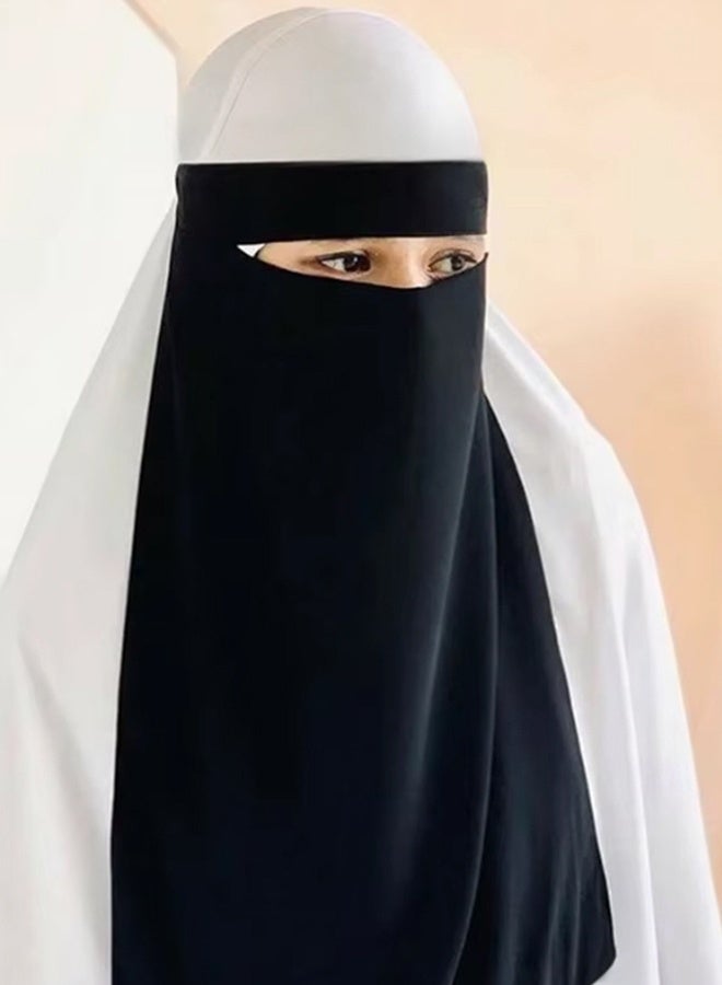 Single Layer Niqab, Soft Chiffon Muslim Veil Face Cover, One Layer Nose Piece, Hijab Prayer Face Mask for Women Men - Image 2