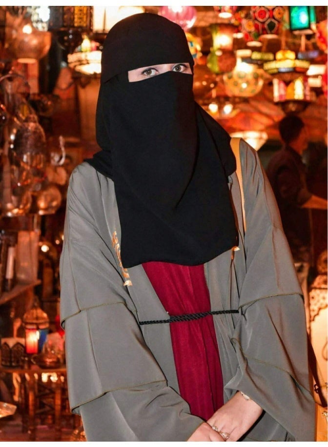 المملكة العربية السعودية حجاب السفر مستقيم النقاب المرن ، النساء الأسود النقاب مقاوم للانزلاق الغطاء الكامل ، حجاب خفيف الوزن ، قابل للغسيل ، مثالي للاستخدام اليومي والمناسبات - Image 1