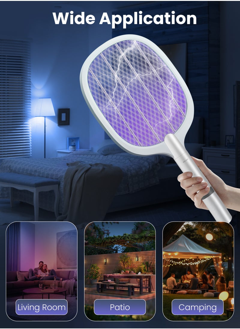 Xkimos - Electric Fly Swatter Racket, 2 in 1 Smart Bug Zapper with USB Rechargeable Base, Powerful Mosquitoes Trap Lamp & Fly Killer with 3-Layer Safety Mesh Safe to Touch for Home, Bedroom, Kitchen - Image 1