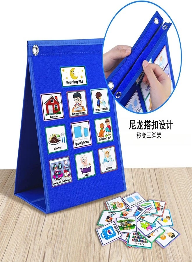 Cross-border children visual schedule work plan daily planning chart visual behavior English teaching Blue Length 67.5*Width 24cm - Image 3