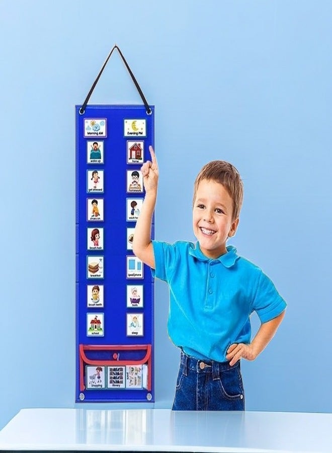 Cross-border children visual schedule work plan daily planning chart visual behavior English teaching Blue Length 67.5*Width 24cm - Image 5
