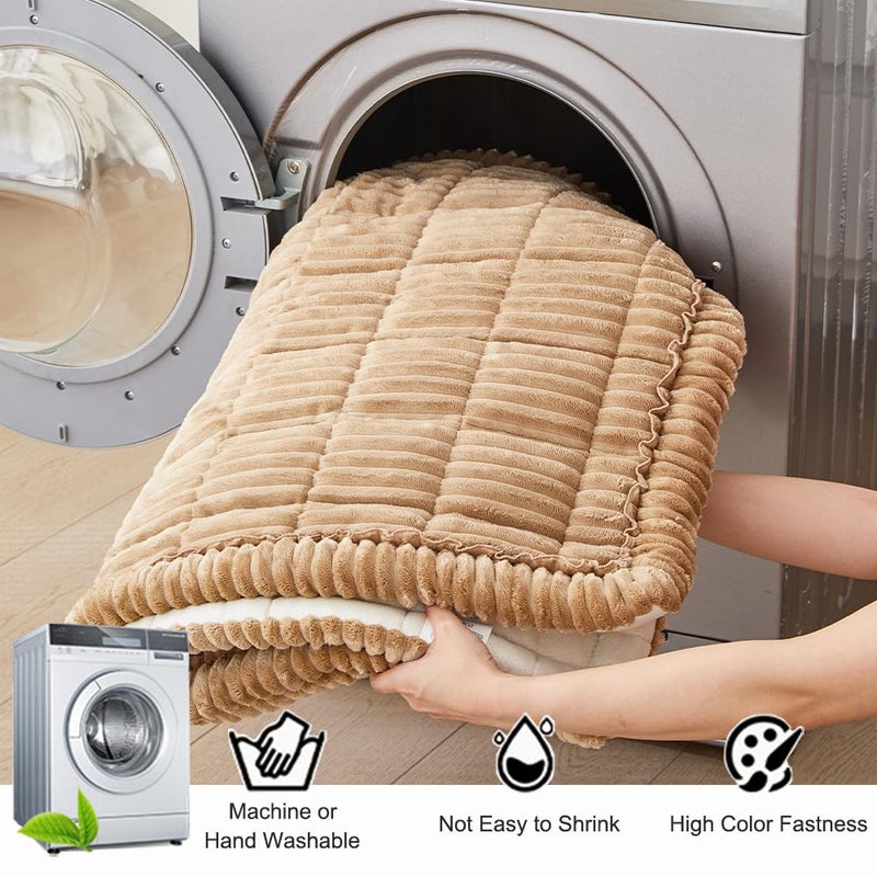 Awjcsv Couch Cover for Dogs Washable, Fuzzy Pet Couch Covers for 3 Cushion Sofa Pet Friendly, Non Slip Sofa Cover (Light Brown, 27.6" x 70.9"/70 x 180cm) - Image 4