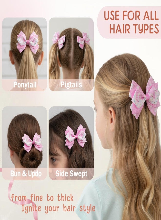 KEXINSTAR 4'' Birthday Hair Bow Clips 2pc Pink Glitter Birthday Bows for Girls Hair Accessories Ice Cream Party Decor for Toddler Girl Outfit - Image 3