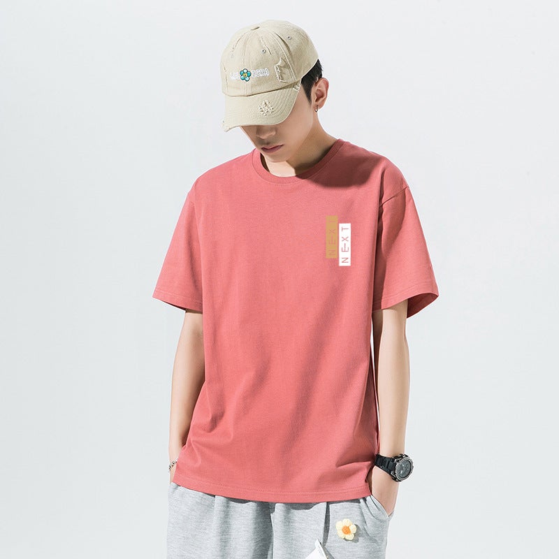 تي شيرت رجالي بأكمام قصيرة صيفي فضفاض يناسب جميع الأذواق تي شيرت بأكمام نصفية قميص عصرية للطلاب عبر الحدود أبيض [BAL] - Image 4