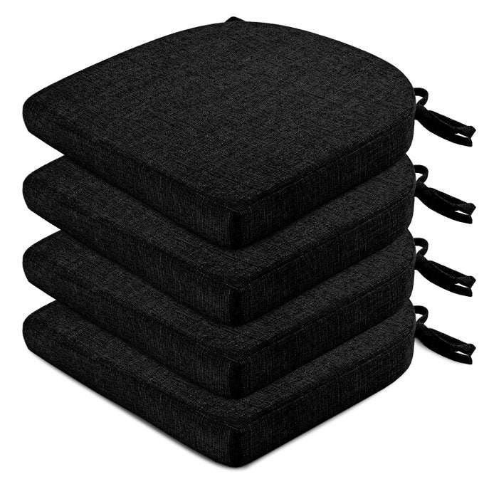 Chair Cushions for Dining Chairs 4 Pack Kitchen Chair Cushions with Ties and NonSlip Backing Dining Chair Pads 16X16X2 Black