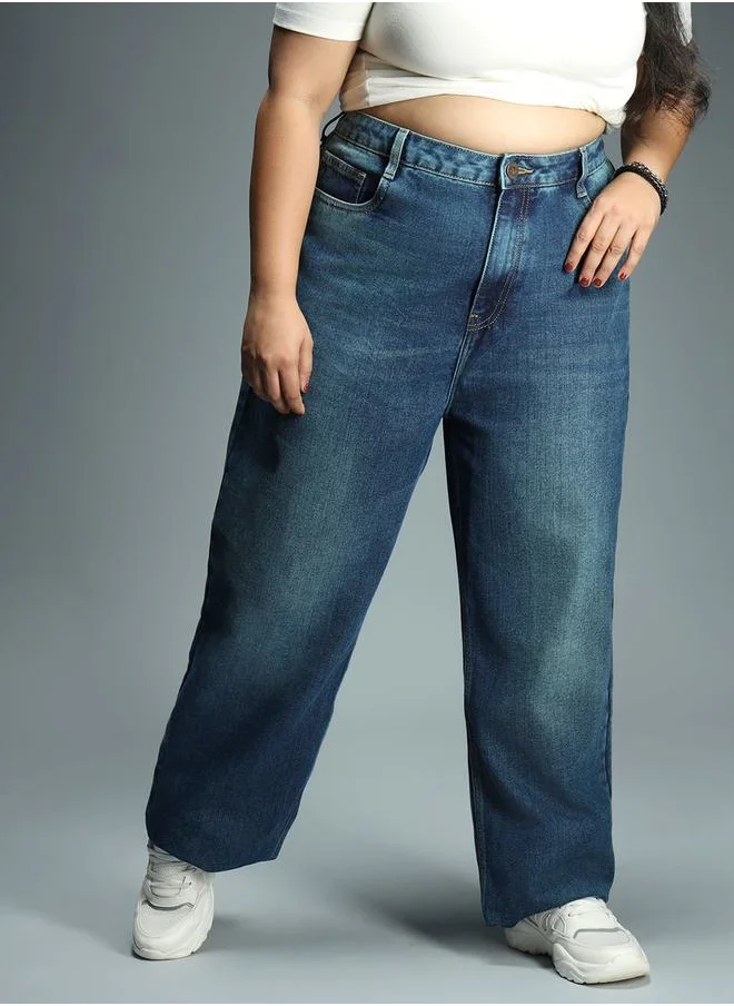 HIGH STAR Plus Light Fade Relaxed Fit Jeans with Pockets by Styli