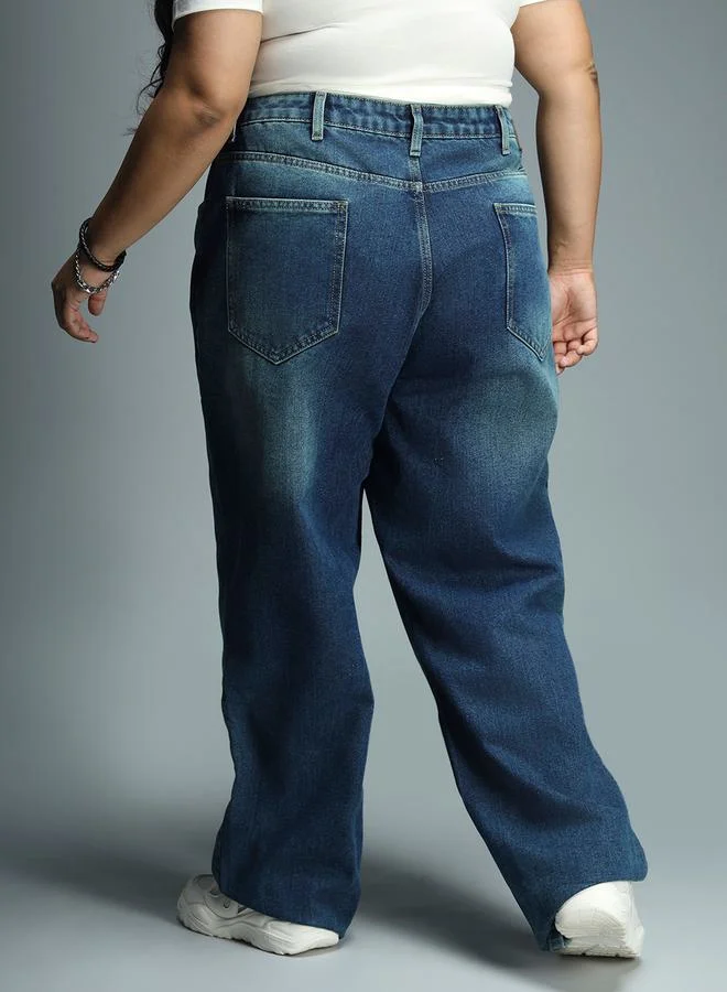 HIGH STAR HIGH STAR Plus Light Fade Relaxed Fit Jeans with Pockets