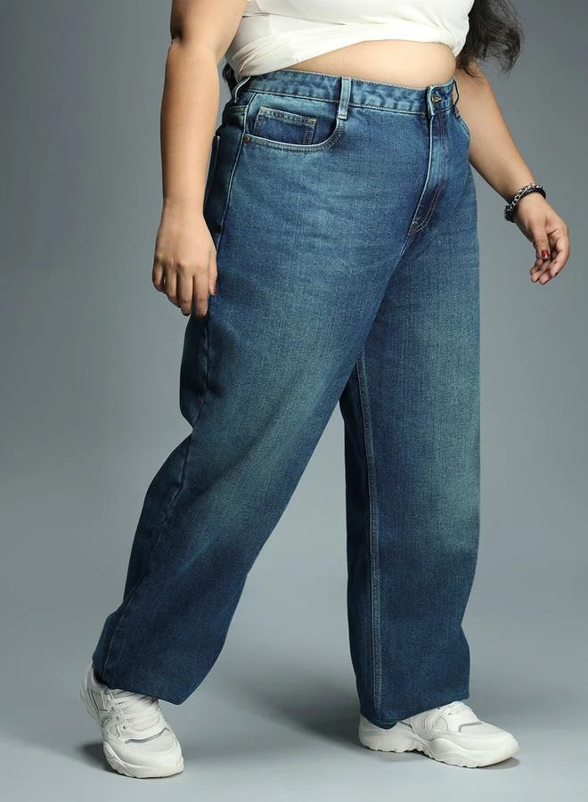 HIGH STAR HIGH STAR Plus Light Fade Relaxed Fit Jeans with Pockets