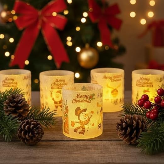 CORALTREE CORAL TREE LED Christmas Printed Candle Lights (5) - Image 1