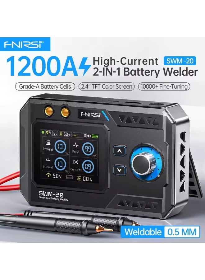 فنيرسي ماكينة لحام نقطي محمولة FNIRSI SWM-20، تعمل بنبضات مزدوجة، وتدعم بطاريات 18650، أداة لحام يدوية الصنع، رقائق نيكل 0.5 مم - Image 1