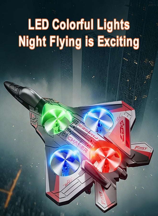 Toyfinity 2.4GHz Wireless RC Plane | RC Airplane for Kids, Adults & Beginners | Foam Remote Control Airplane | Colorful LED Lights | Fighter Jet Glider with Auto Return | Gifts for Children 6+ Years Old - Image 4
