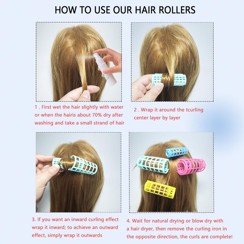 ZMD 30Pcs Plastic Hair Curlers Rollers Set, Snap on Rollers Self Grip Hairdressing Curlers Hair Curlers No Heat Hair Rollers for Long Medium Short Thin Fine Hair with Mini Comb (5 Sizes) - Image 4