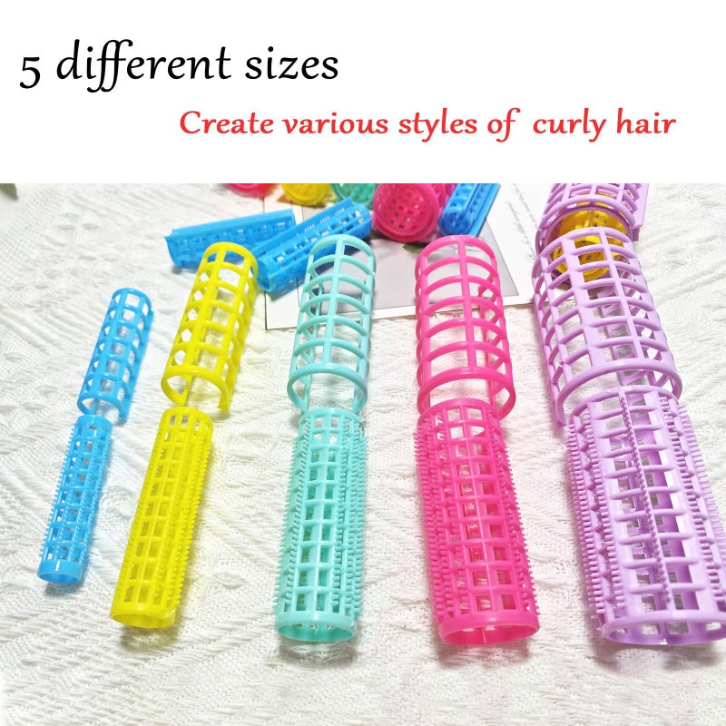 ZMD 30Pcs Plastic Hair Curlers Rollers Set, Snap on Rollers Self Grip Hairdressing Curlers Hair Curlers No Heat Hair Rollers for Long Medium Short Thin Fine Hair with Mini Comb (5 Sizes) - Image 5
