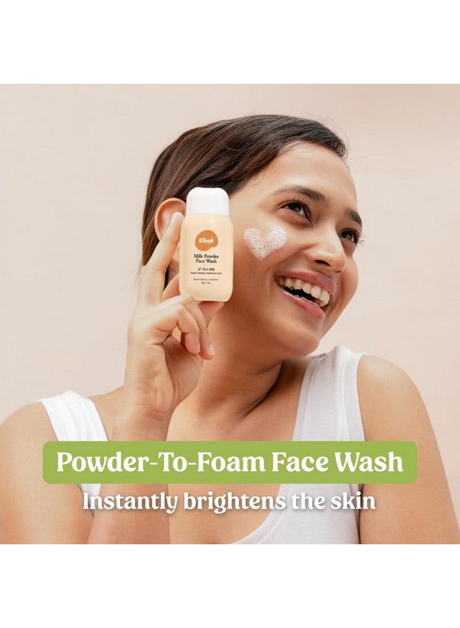 vilvah STORE مجموعة غسول الوجه بمسحوق الحليب وسيروم قطرات الحليب من فيلوه ستور | لبشرة مشرقة ومتألقة | لجميع أنواع البشرة | للرجال والنساء | عبوة من 2 - Image 2