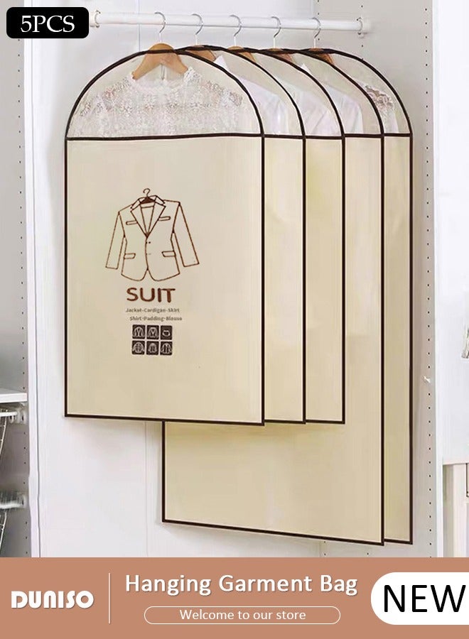 DUNISO 5Pack Clear Garment Bags for Hanging Clothes with Full Zipper, Dust Proof Hanging Clothes Storage Bag Travel Hanging Garment Bags for Closet Storage, Suit Bags for Closet Storage and Travel 60*100cm  - Image 1