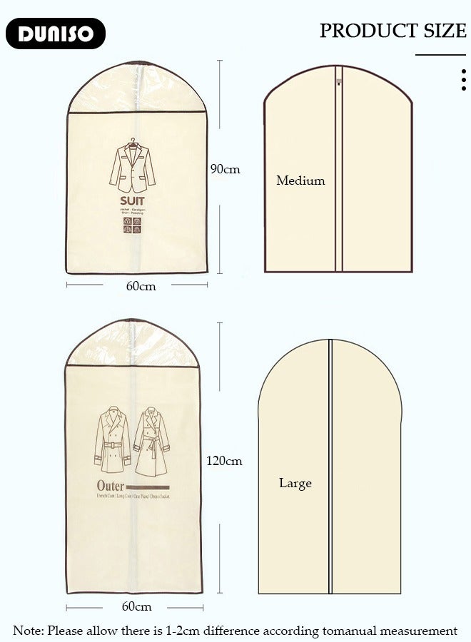 DUNISO 5Pack Clear Garment Bags for Hanging Clothes with Full Zipper, Dust Proof Hanging Clothes Storage Bag Travel Hanging Garment Bags for Closet Storage, Suit Bags for Closet Storage and Travel 60*100cm  - Image 4