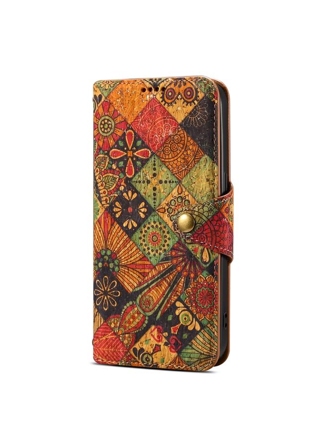 دينيور جراب لهاتف Samsung Galaxy A23 5G من سلسلة اللغة الزهرية، جراب هاتف من قماش الفلين بحواف زيتية من الجلد - Image 2