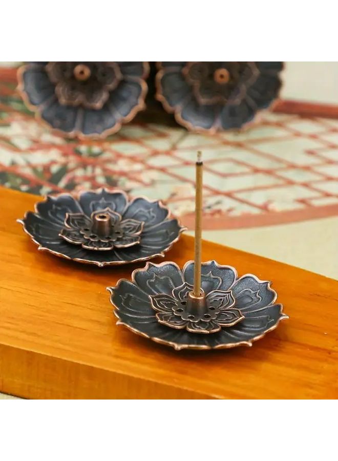 Lotus Incense Burner Zinc Alloy Tibetan Style Incense Holder Feng Shui Wealth Ornament Zen Gift - Image 1