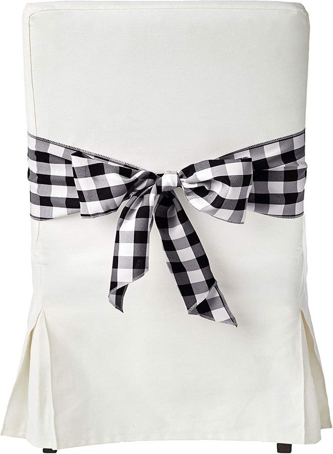 LA Linen Checkered Chair Bows Sashes,10-Pack, 7, Black/White 7 by 108-Inch - Image 2
