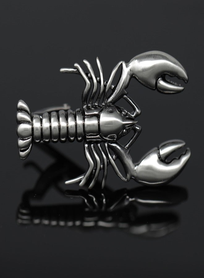MENDEPOT Brush Gunmetal Animal Crocodile Tie Clip With Box Dinosaur Tie Bar Lobster Tie Clasp (LOBSTER) - Image 2