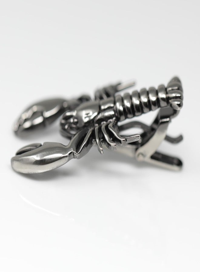 MENDEPOT Brush Gunmetal Animal Crocodile Tie Clip With Box Dinosaur Tie Bar Lobster Tie Clasp (LOBSTER) - Image 3