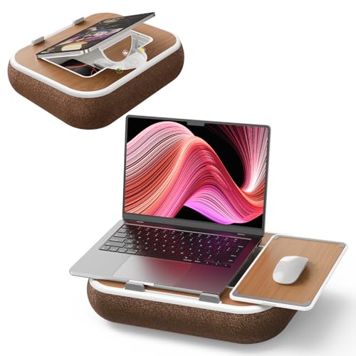 Nauttxon Lap Desk with Storage Cushion Washable - with Magnetic Mouse Pad, Scented Cotton Pads - Multi-Functional Lap Desk for Home Office Couch Bed -Fits Up to 15 Inch Laptop - Image 1