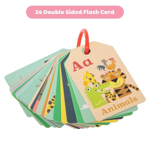 Tiger Tribe 26 Alphabet Flash Cards Includes 26 Double Sided Cards, Each Featuring a Letter paired with a Fun Animal Illustration, Making Learning Letters exciting and Memorable for Kids - Image 2