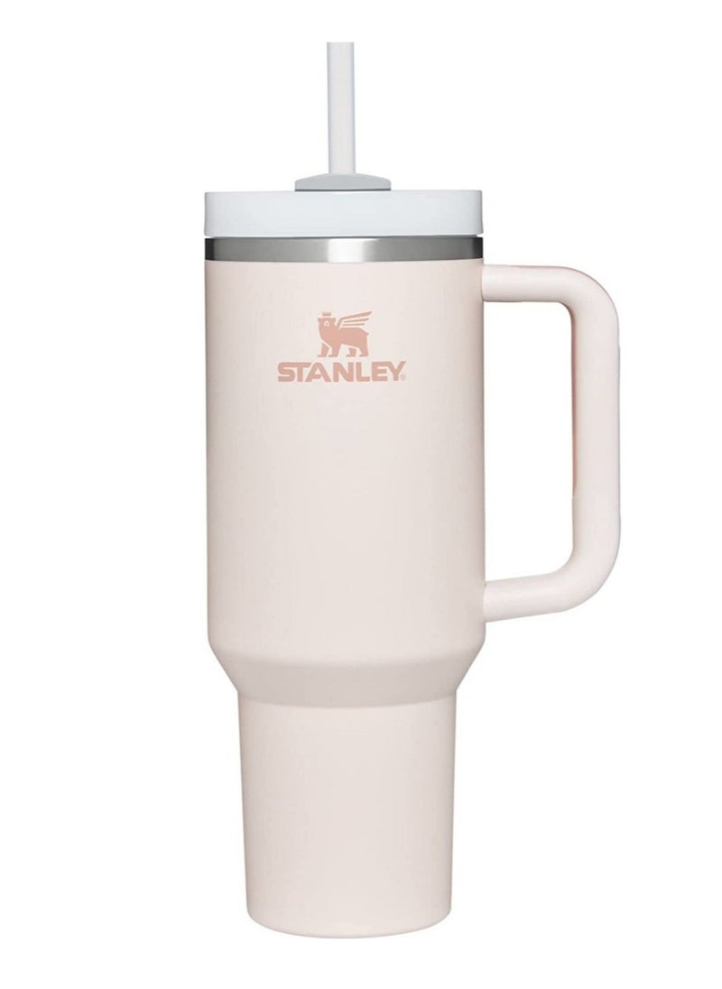 Stanley - 40oz Stanley Quencher H20 Flowstate Stainless Steel Vacuum Insulated Tumbler with Lid and Straw for Water, Iced Tea or Coffee, Smoothie and More, Cream (Rose Quartz) - Image 1