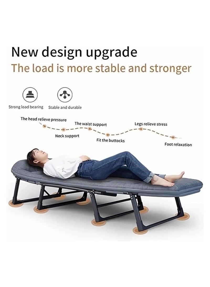 Arabest Outdoor Stable Eight-Legged Folding Portable Leisure Recliner with Mattress Office Single Recliner Office Workers Nap Artifact Portable American Bed - Image 2