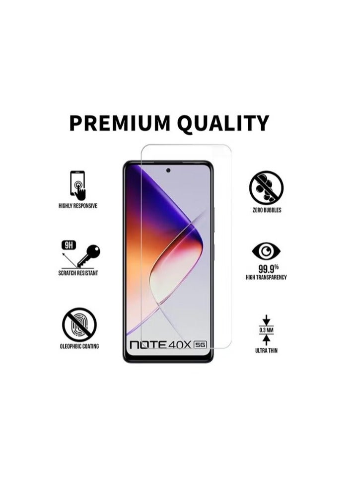 اثنين في واحد Infinix ملاحظة 40x 5G الهاتف المحمول حالة الغطاء و فيلم واقية من الشاشة - صدمة واقية شفافة رقيقة جدا تبو حماية الهاتف المحمول تغطية كاملة حساسة تعمل باللمس تشديد الزجاج فيلم واقية ، تنطبق على Infinix note40x 5G - Image 3